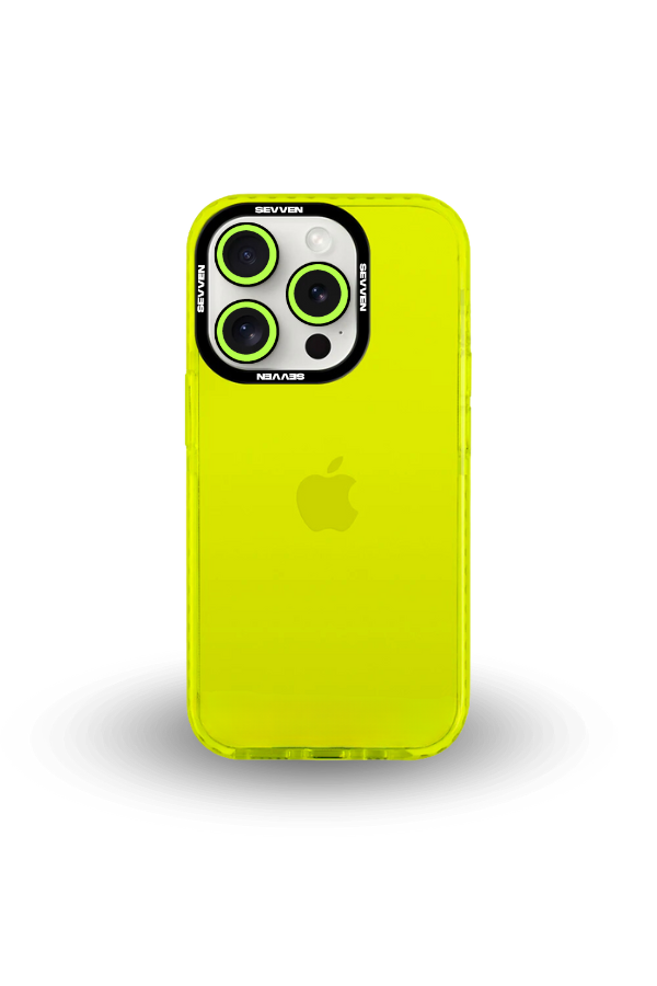 Carcasa + protector de cámara para iPhone Amarillo flúor